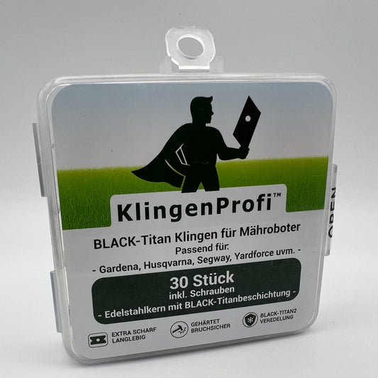 30 BLACK-Titan Klingen für Gardena, Husqvarna, Segway, Yardforce, uvm. - KlingenProfi
