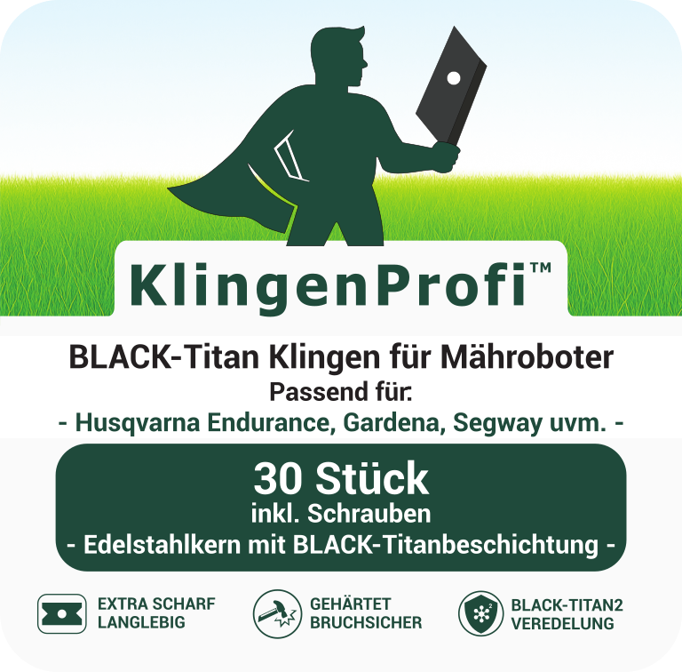 30 BLACK-Titan Klingen für Husqvarna Endurance, Gardena, Segway, uvm. - KlingenProfi