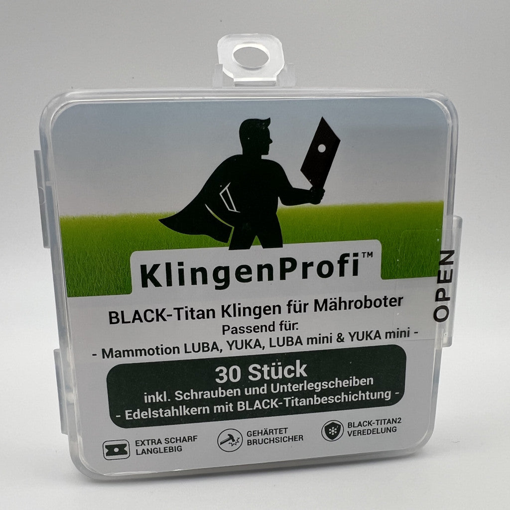 30 BLACK-Titan Klingen für Mammotion LUBA, LUBA 2, YUKA, LUBA mini & YUKA mini - KlingenProfi