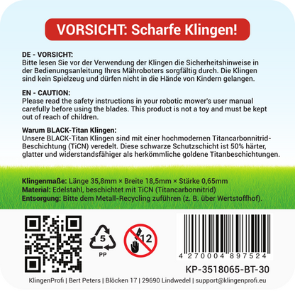 30 BLACK-Titan Klingen für Husqvarna Endurance, Gardena, Segway, uvm. - KlingenProfi